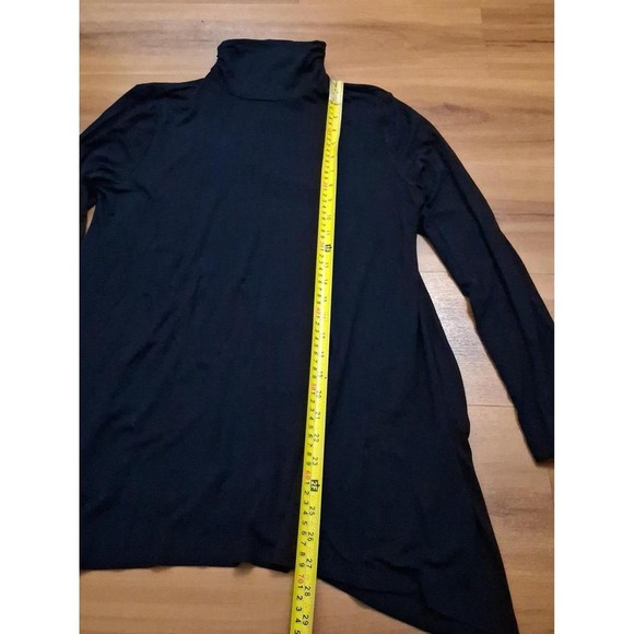 Womens Soft Surroundings Ruched Mock Neck Black‎ Minimalist Tunic Top - Picture 3 of 6